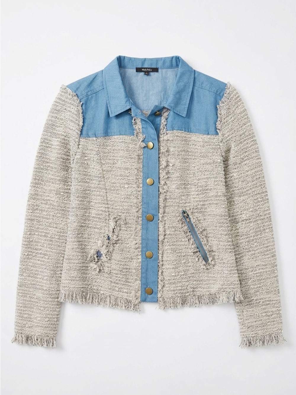 *Brand New* RolyPoly Black & White Tweed Jean-Trim Jacket - Women's Casual Coat